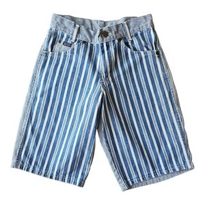 VTG Boys Striped Blue Denim Jean Shorts 25 waist size 10 H*I*S Brand